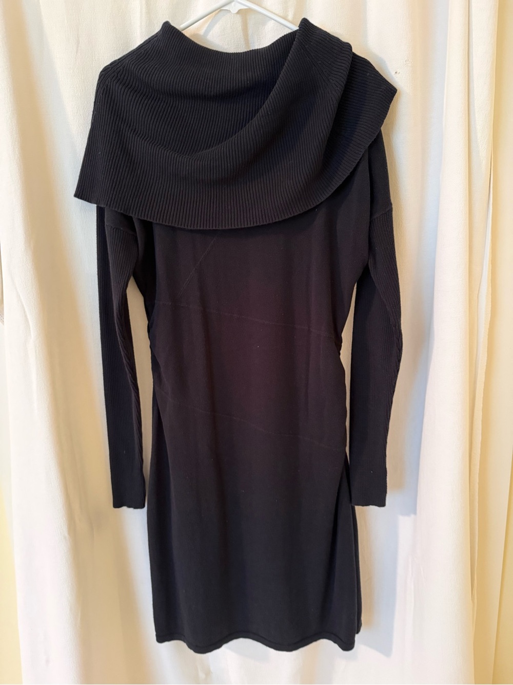 Athleta Black Long-Sleeve Cowl Neck Women's Dress 100% Wool